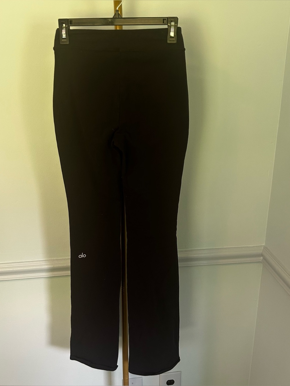 Alo Black Airbrush Flutter High Waist Stretch Flare Split Hem Leggings Small - Picture 6 of 11